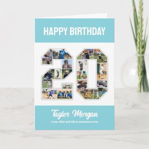 20:e födelsedag, nummer 20 Fotokollage Kort