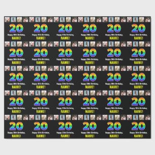 20:e födelsedag: regnbåge "20"; Anpassningsbar Fot Presentpapper