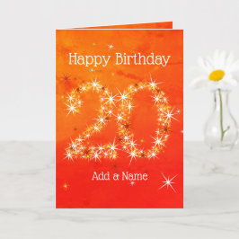 20:e födelsedag - Stjärna nummer Röd Orange, glöd  Kort