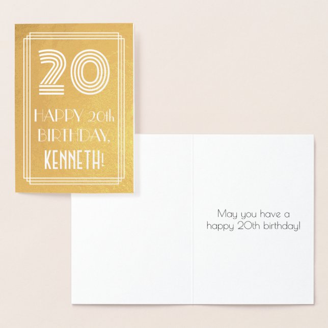 20:e födelsedagen - Art Deco Inspired Titta "20" + Folierat Kort (Display)
