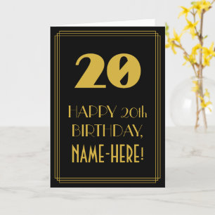 20:e födelsedagen ~ Art Deco Inspired Titta "20" & Kort