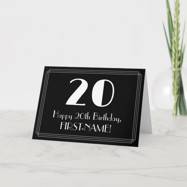 20:e födelsedagen ~ Art Deco Inspired Titta "20",  Kort (Framsida)