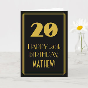 20:e födelsedagen - Art Deco Inspired Titta "20" & Kort