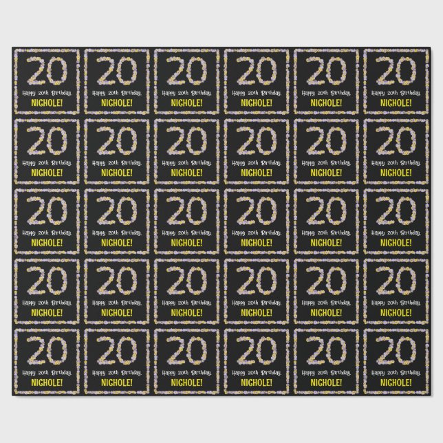 20:e födelsedagen: Blommigt Flowers Number, eget n Presentpapper (Seam)