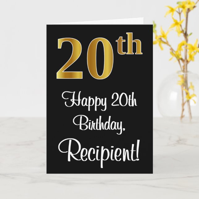 20:e födelsedagen ~ Elegant Luxurious Faux Guld Ti Kort (Gul blomma)