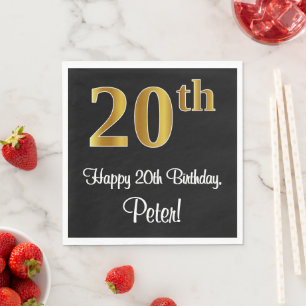 20:e födelsedagen ~ Elegant Luxurious Faux Guld Ti Pappersservett