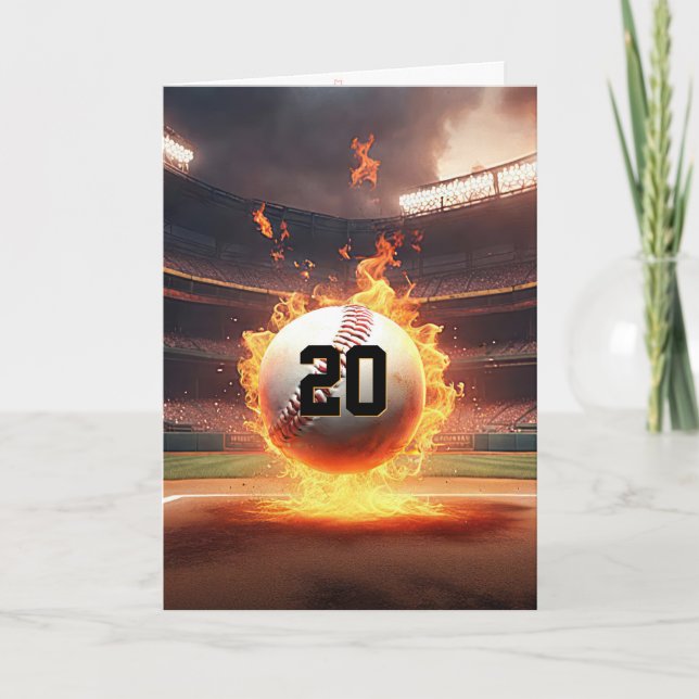 20:e födelsedagen: Flamande basket Kort (Framsida)