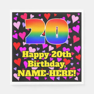 20:e födelsedagen: Loving Hearts Mönster, regnbåge Pappersservett