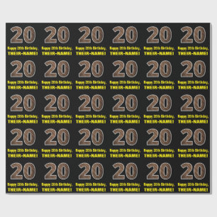 20:e födelsedagen: Namn & Faux Wood Grain Mönster  Presentpapper