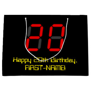 20:e födelsedagen: Red Digital Clock Stil "20" + N