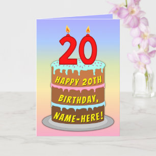 20:e födelsedagen - Roligt Cake & Candles, med ege Kort