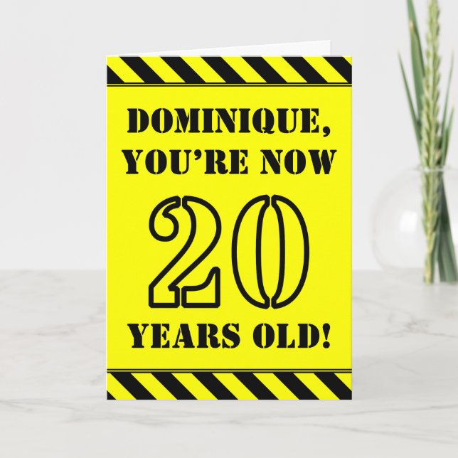 20:e födelsedagen: Roligt Stencil Stil Text, eget  Kort (Framsida)
