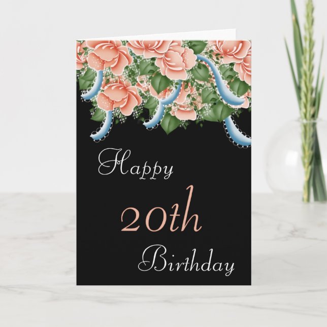 20:e födelsedagskortet Peach Ro Grattis på födelse Kort (Framsida)