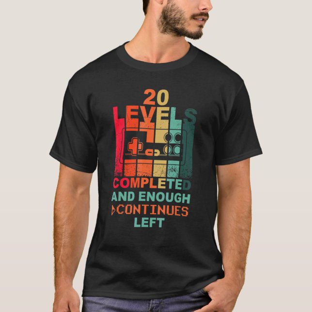 20:e födelsedagsnivå 20 spelarspelare för gammalda t shirt (Framsida)