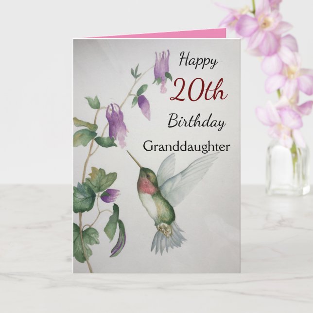 20:e födelsedagspresenten Söt Hummingbird Kort (Orkide)