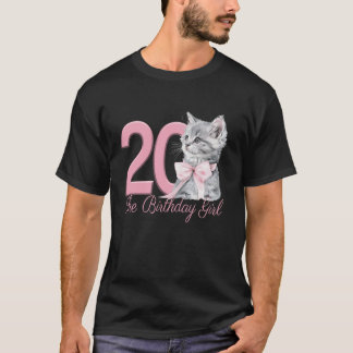 20:e födelsedagstjudets Rosa Cat Party Kitten Coqu T Shirt