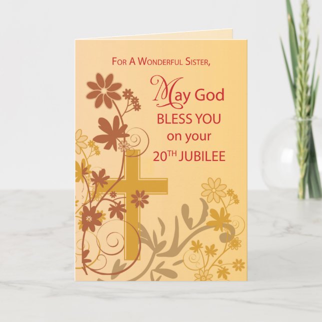 20:e jubileumsdagen Nun Kor, Swirls, Flower Kort (Framsida)