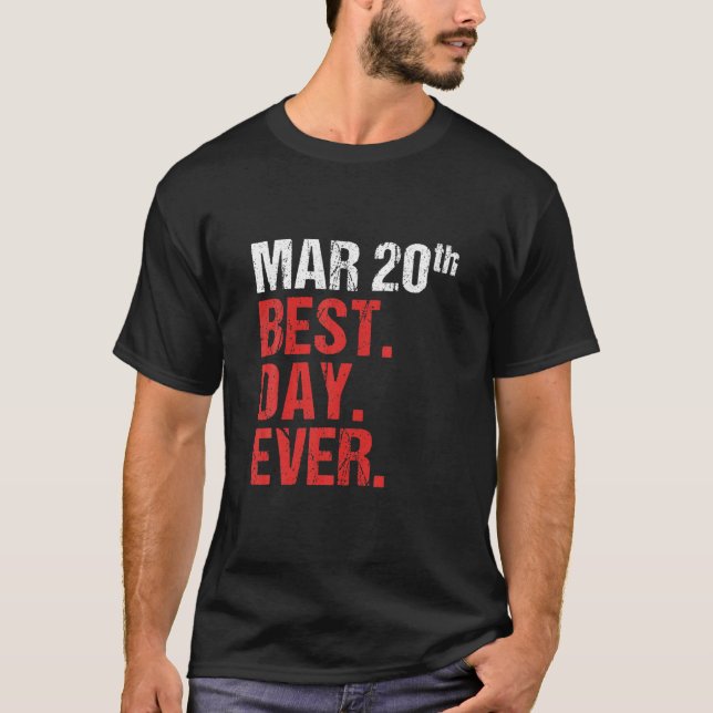 20:e mars årsdag Sjungkarl fest Bröllop Födelsedag T Shirt (Framsida)