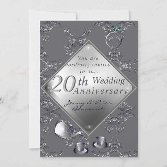 20:e Platinum Emerald-årsdagen Inbjudningar (Framsida)
