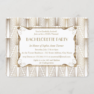 20:e Underbara Gatsby White Bachelorette Party Inbjudningar