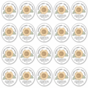 20 Etikett för småovalshonung med solros