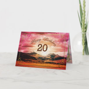 20 födelsedag, solnedgång över bergen kort