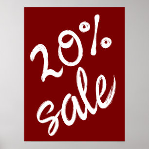20 % försäljningsskylt, 18 x 24 bruna försäljnings poster