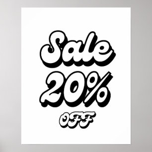 20 % försäljningsskylt, 20 % rabatt-skylt, stor fö poster