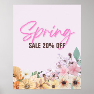20 % försäljningsskylt, Vår Sale Poster, Rosa Blom Poster