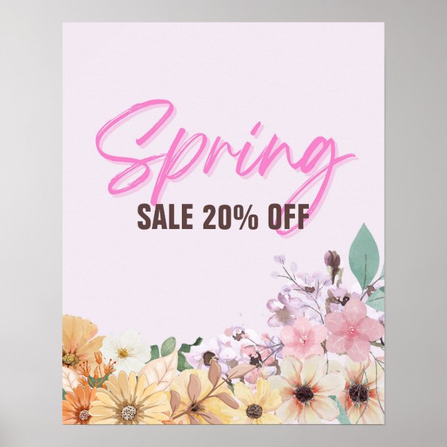20 % försäljningsskylt, Vår Sale Poster, Rosa Blom Poster (Framsidan)