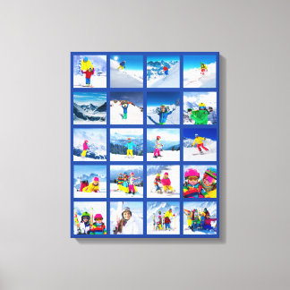 20 Foto Grid Collage Mörkblå Canvastryck