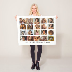 20 Foto Mall Collage med Anpassad Text Fleecefilt