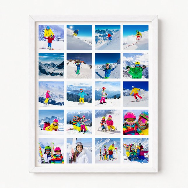 20 Foto Rutnät Kolla Vit Poster (20 Photo Grid Collage White Poster)