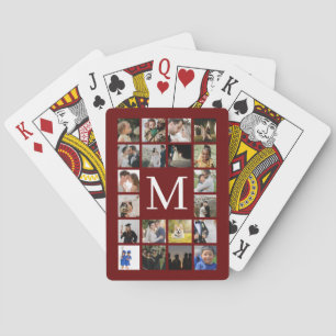 20 fotofamilj eller kollage med textburgundi casinokort