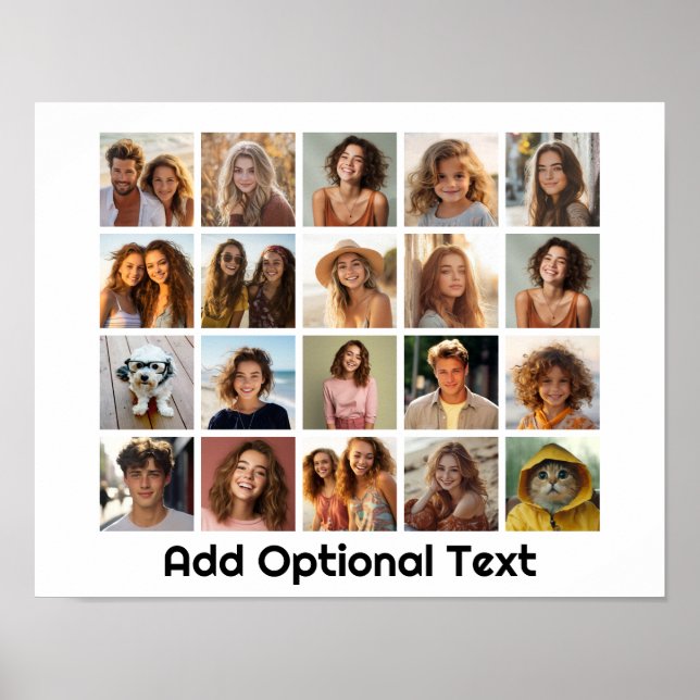 20 Fotogaller Collage - Vit - Modern Svart Poster (Framsidan)