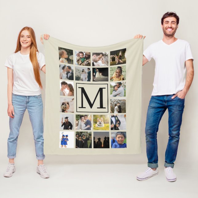 20 fotokollage Black and Biege Fleecefilt (På plats)