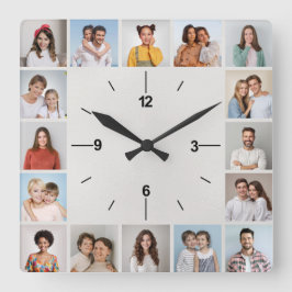 20 Fotokollage Metallisk Vit Folie Fyrkantig Klocka
