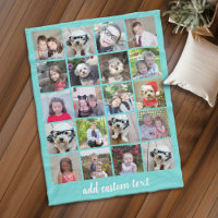 20 Fotokollage - Rutnät med skripttext aqua teal