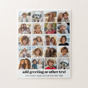 20 Fotokollage - Rutnät med text - vit Pussel