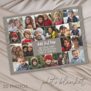 20 Fotoskollage med text i mitten Fleecefilt