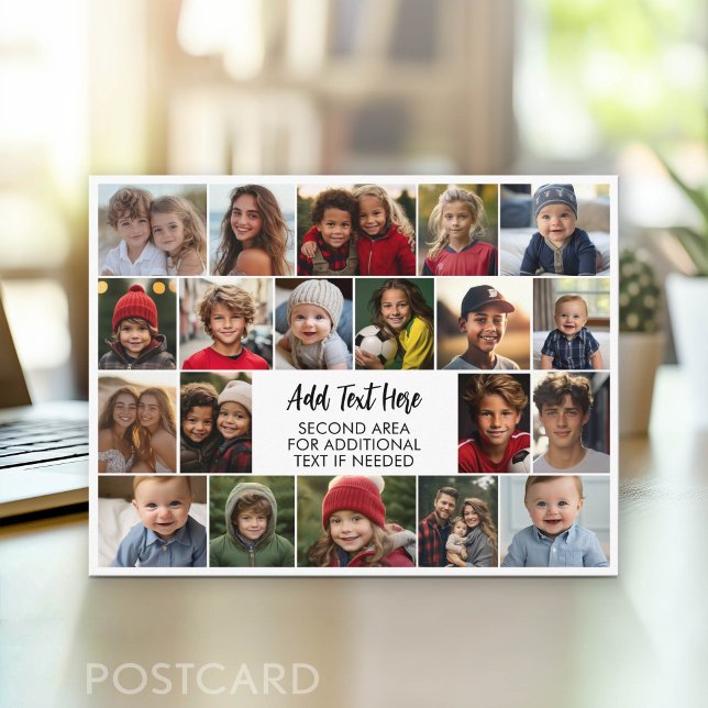 20 Fotoskollage med text i mitten Vykort (Photo Postcard - Customize with your favorite photos)