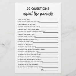 20 frågor - minimalistiskt babyvisningsspel