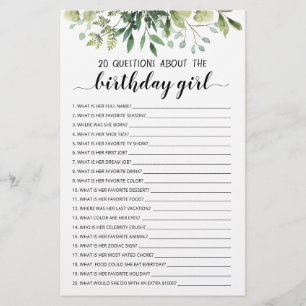 20 Frågor om det redigerbara spelet Birthday Girl