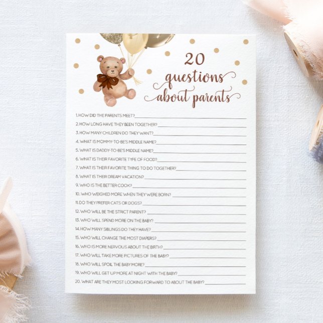 20 Frågor Om Föräldrar Teddybjörn Kort  (Skapare uppladdad)