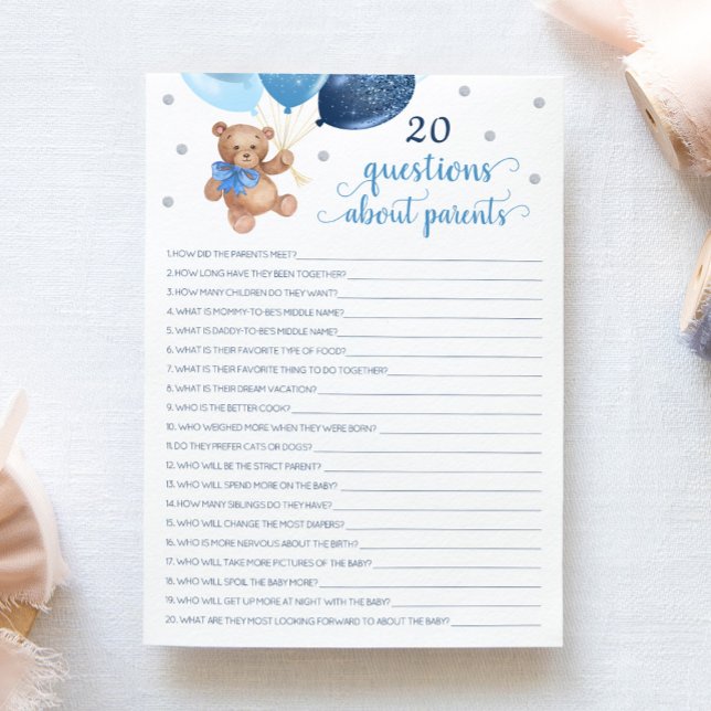 20 Frågor Om Föräldrar Teddybjörn Kort  (Skapare uppladdad)