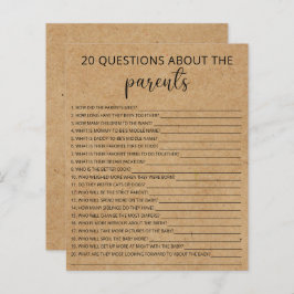 20 frågor om föräldrarna baby shower spel