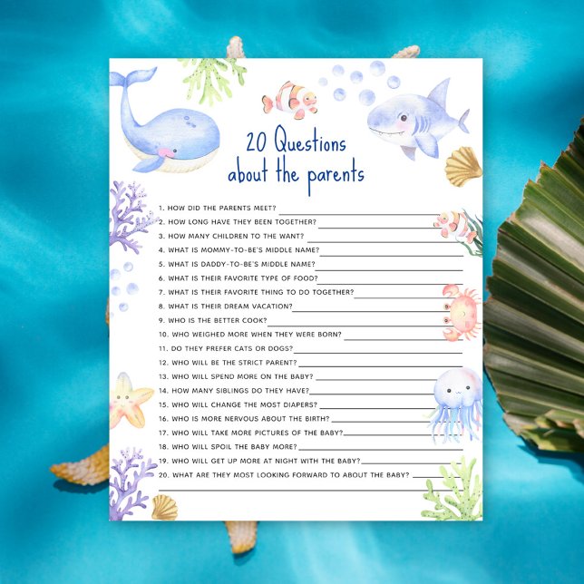20 frågor om föräldrarna Ocean baby shower (Skapare uppladdad)