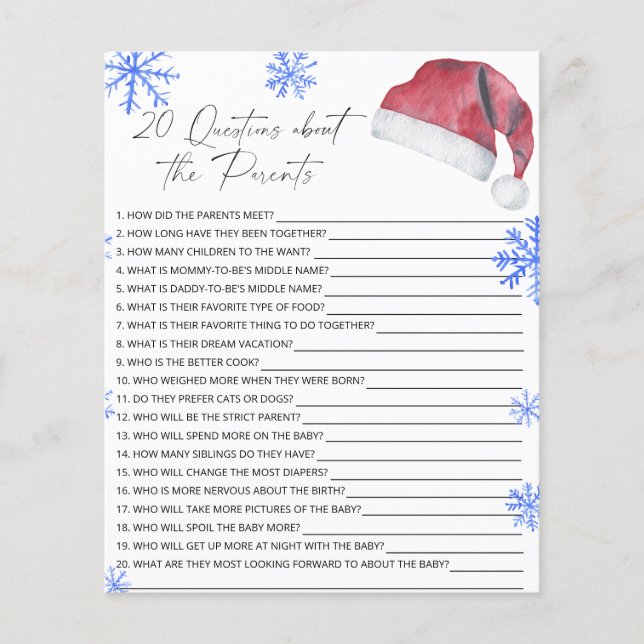 20 Frågor om Parents babyduschspel (Framsida)