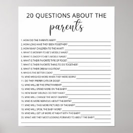 20 Frågor om Parents babyduschspel Poster