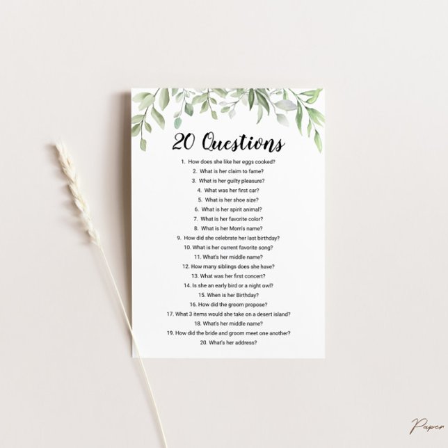 20 Frågor om spelet Bride Möhippa Inbjudningar (Skapare uppladdad)